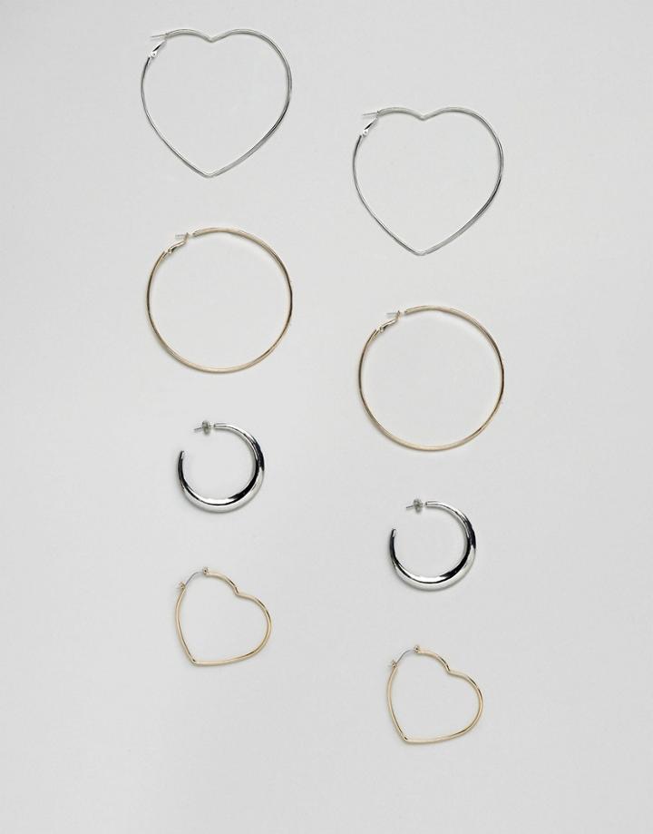Stradivarius Mixed Shape Hoop Pack - Silver