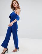 Club L Frill Detail Jumpsuit - Blue