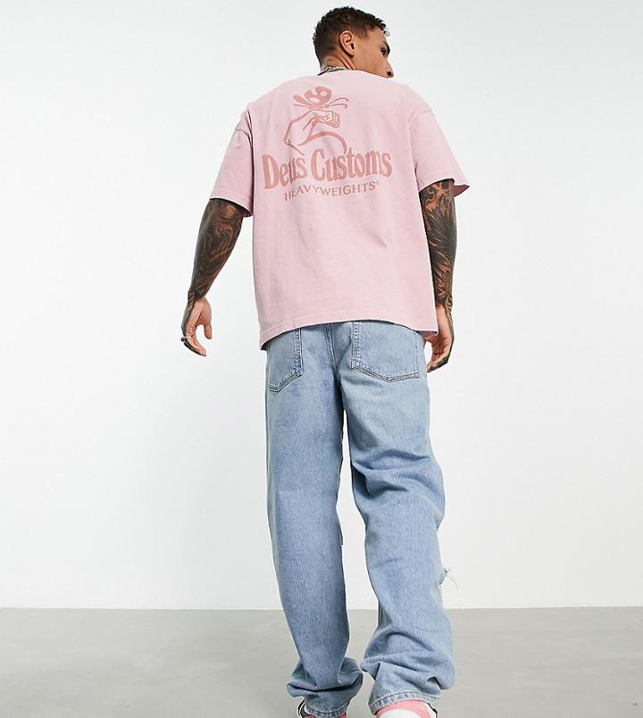 Deus Ex Machina Heavyweights Backprint Heavyweight T-shirt In Pink Exclusive To Asos