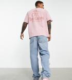 Deus Ex Machina Heavyweights Backprint Heavyweight T-shirt In Pink Exclusive To Asos