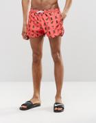 Abuze London Printed Short Swim Shorts - Red