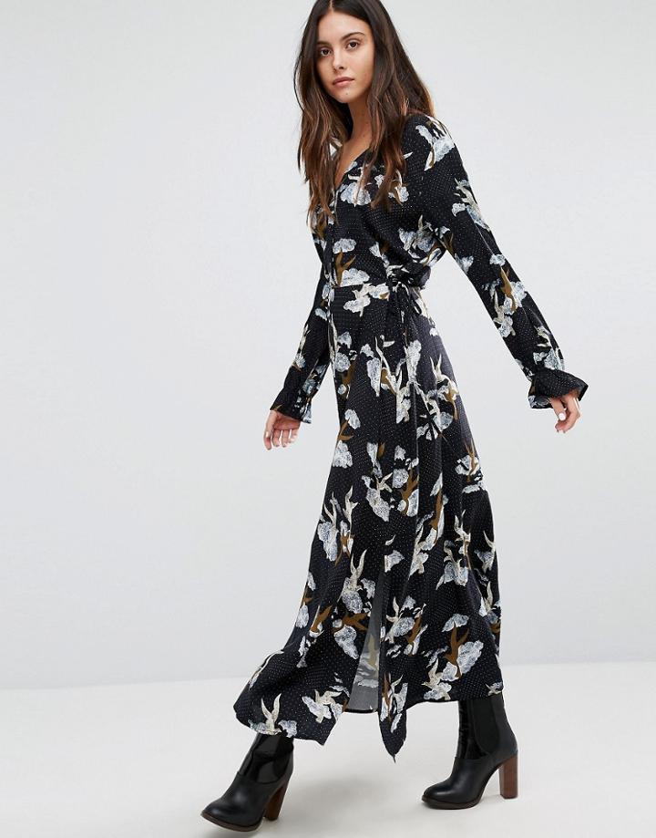 Minimum Bird Print Maxi Dress - Black
