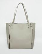 Pieces Tote Bag With Side Zip Detail - Gray