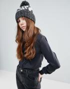 Genie By Eugenia Kim Logan Gray And Cream Zebra Print Hat With Knit Pom Pom - Gray