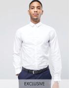 Noak Skinny Shirt With Micro Collar - White