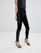 Signature 8 Super Skinny Jean With Ring Details - Black
