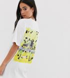 Crooked Tongues Oversized T-shirt With Miami Beach Print - Black