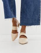 Park Lane Woven Pointed Mules - Cream