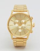 Nixon Sentry Chronograph Watch In Gold - Gold