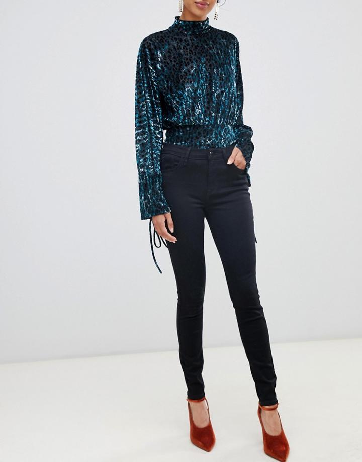 River Island Amelie Mid Rise Skinny Jeans In Black