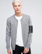 Asos Knitted Bomber With Military Pocket Styling - Gray