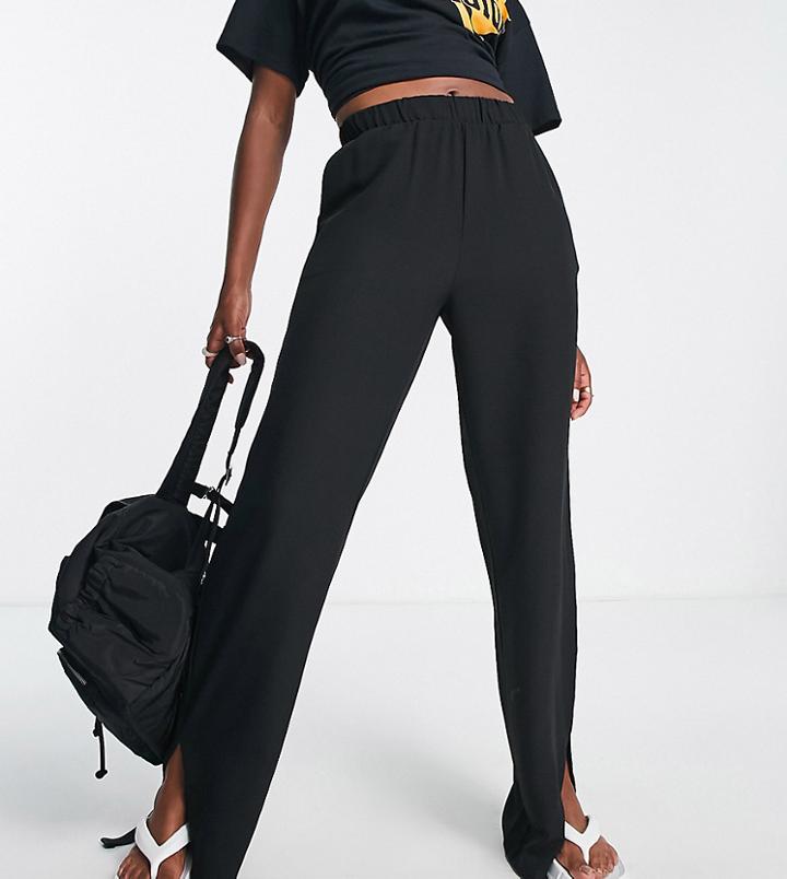 Only Tall Tailored Side Split Pants In Black