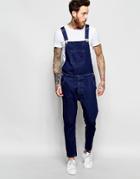 Asos Denim Overalls In Bow Leg Style - Indigo