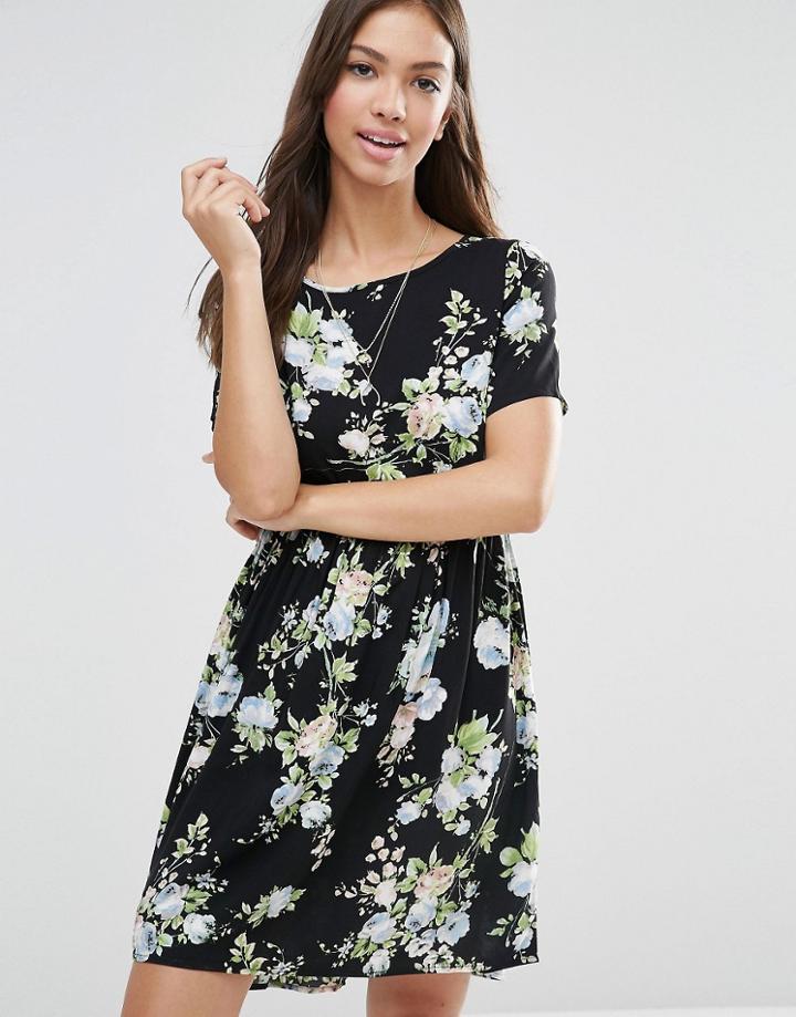 Vero Moda Easy Printed Short Sleeve Skater Dress - Blue