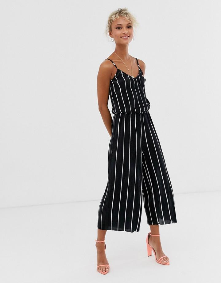 Glamorous Plisse Culotte Jumpsuit-black