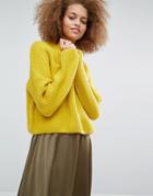 J.o.a Fluffy High Neck Sweater - Yellow