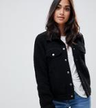 Brave Soul Petite Tedd Trucker Jacket In Borg - Black
