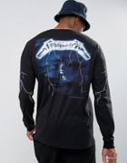 Asos Metallica Oversized Band Long Sleeve T-shirt With Lightning Sleeve Print - Black
