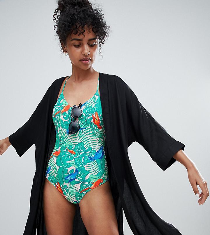 Monki Split Detail Beach Kimono - Black