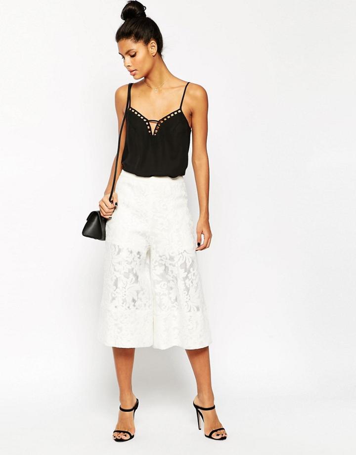 Asos Premium Occasion Lace Culottes - White