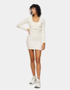 Topshop Ribbed Cardigan Dress In White