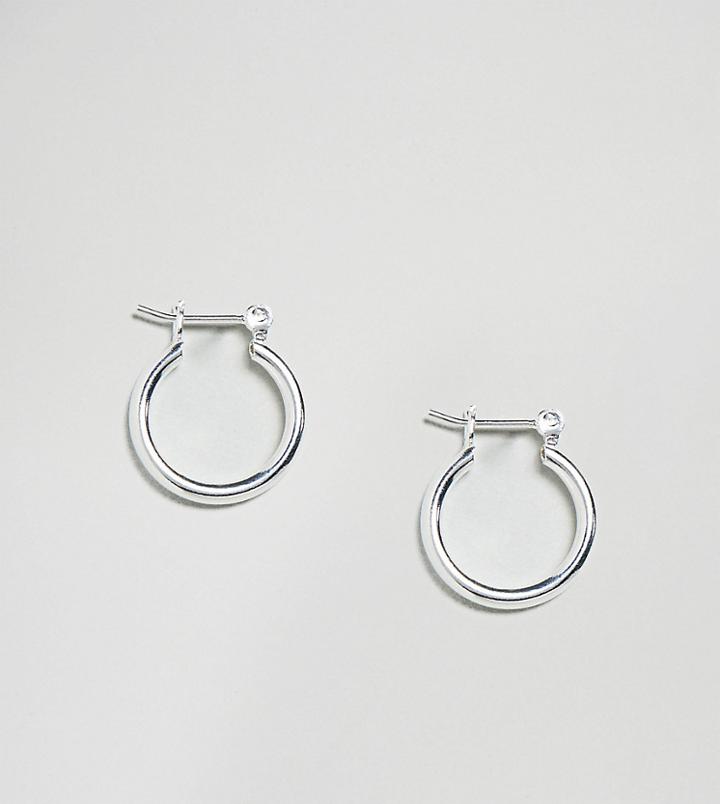 Asos Sterling Silver Thick Sleek Hoop Earrings - Silver
