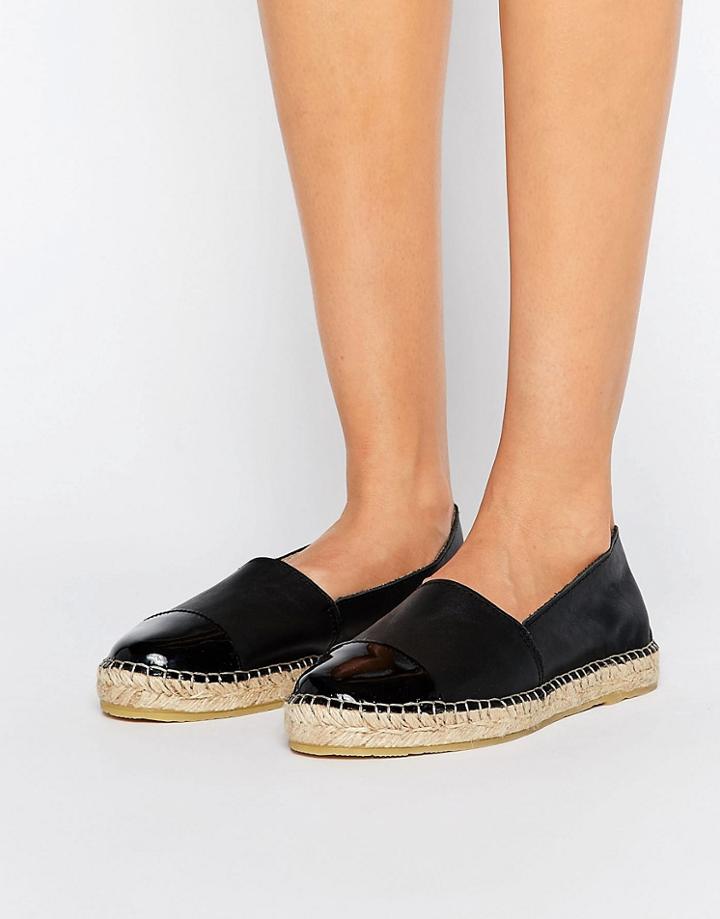 Pieces Josephine Leather Espadrilles - Black