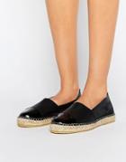 Pieces Josephine Leather Espadrilles - Black