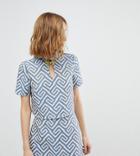Reclaimed Vintage Inspired Manderin Collar Top With Frogging Detail - Blue