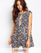 Milk It Vintage Romper With Deep V Back And Cut Out Front In Paisley - Multi
