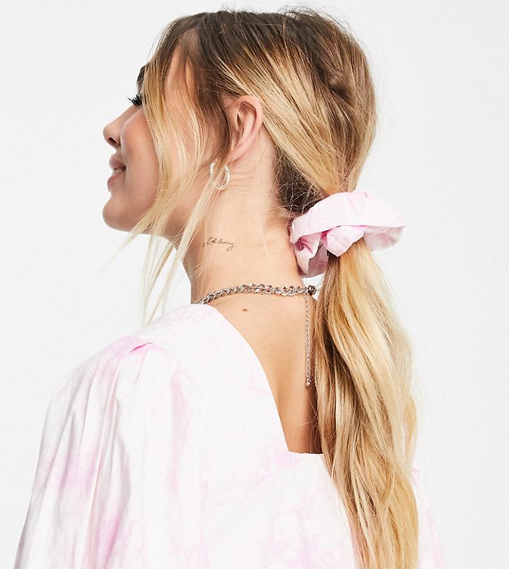 Collusion Tie Dye Cotton Scrunchie In White And Purple-multi