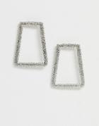 Asos Design Earrings In Fine Open Shape Texture In Silver Tone