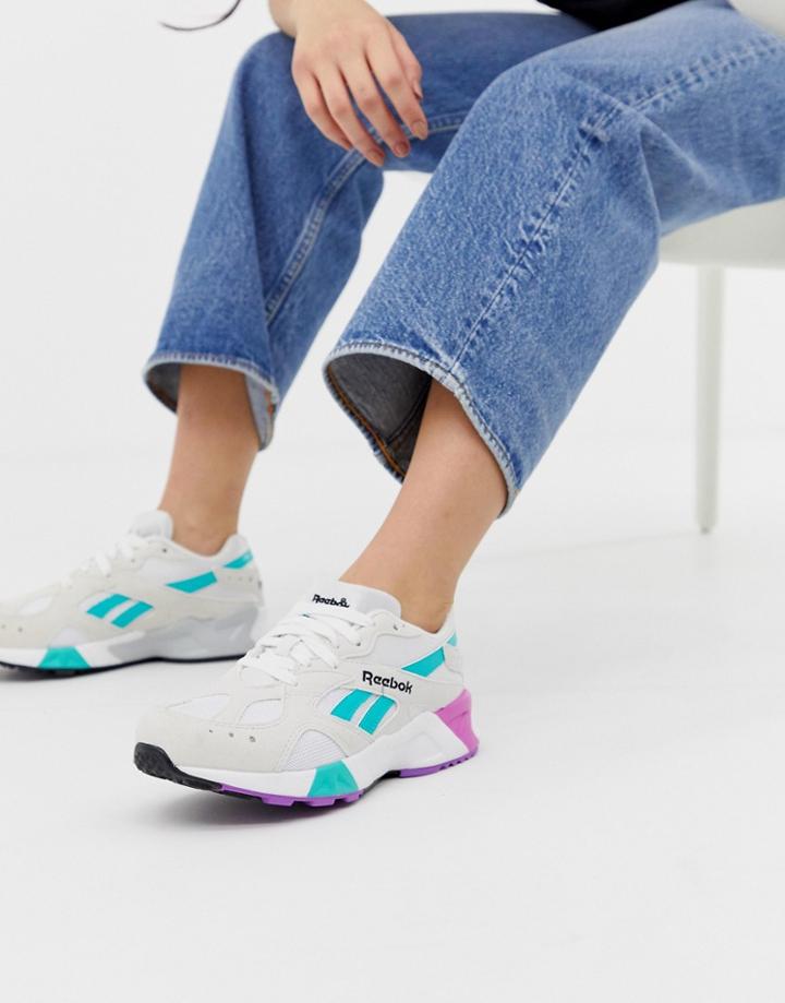 Reebok Aztrek White And Teal Sneakers-gray