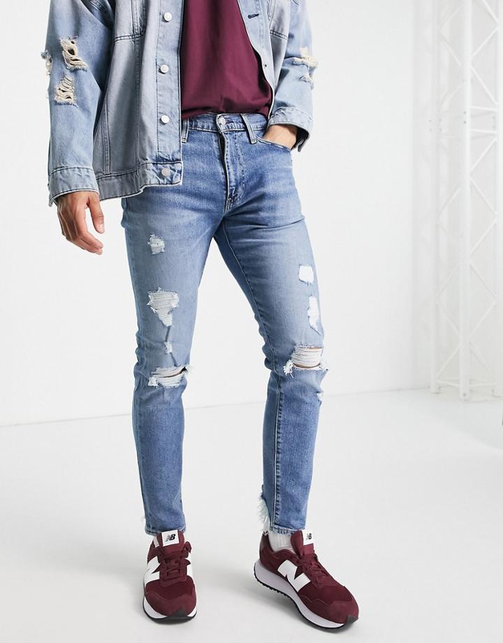Levi's 512 Slim Tapered Fit Jeans In Distressed Flex Stretch The Nobodies Wash-blues