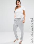 One Day Plus Jogger With Button Front Detail - Gray