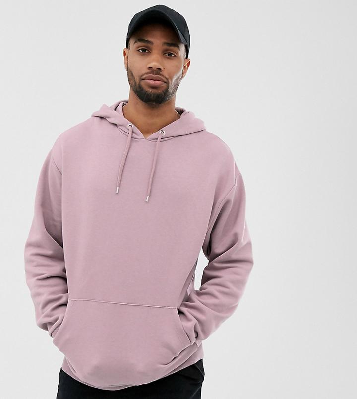 Asos Design Tall Oversized Hoodie In Dusty Purple