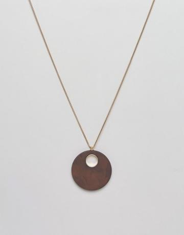 Jaeger Wood Effect Resin Pendant Necklace - Gold
