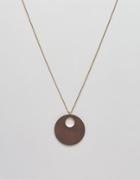 Jaeger Wood Effect Resin Pendant Necklace - Gold