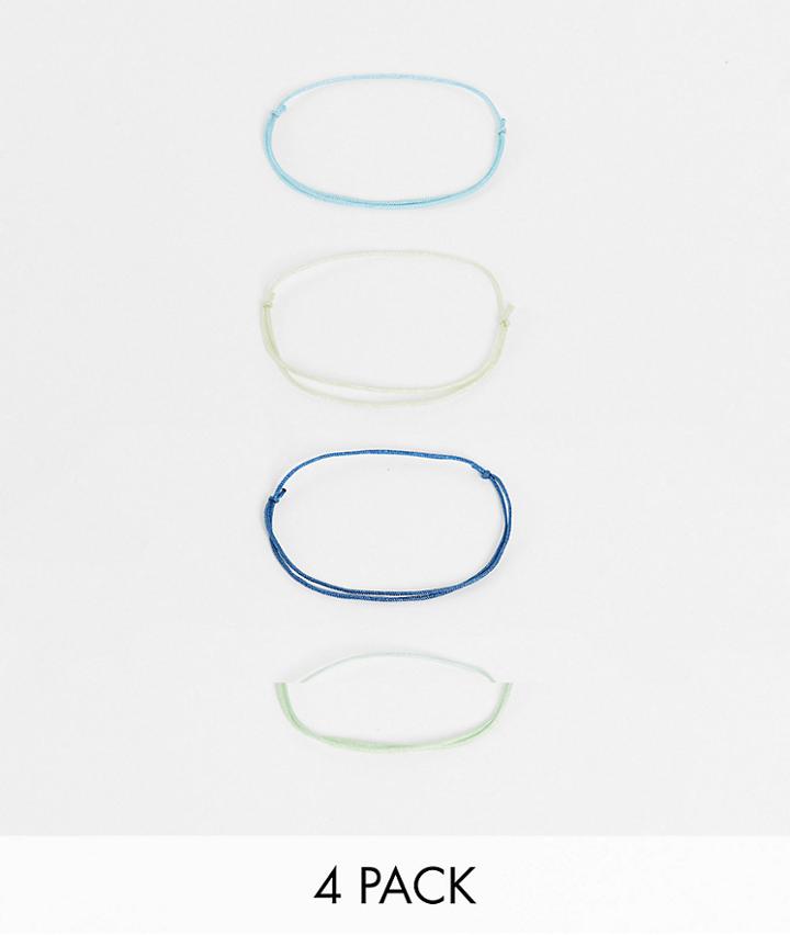 Asos Design Skinny 1mm Cord Bracelet Pack In Navy Blue Gray And Blue-multi