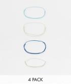 Asos Design Skinny 1mm Cord Bracelet Pack In Navy Blue Gray And Blue-multi