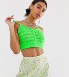 Reclaimed Vintage Inspired Knitted Cami With Button Front - Green