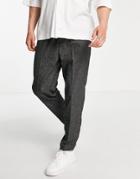 Harry Brown Elasticated Waist Carrot Fit Pants In Charcoal-gray