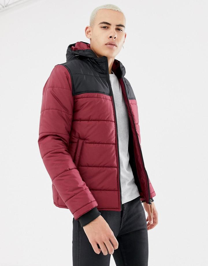 Parka London Block Color Padded Jacket - Red