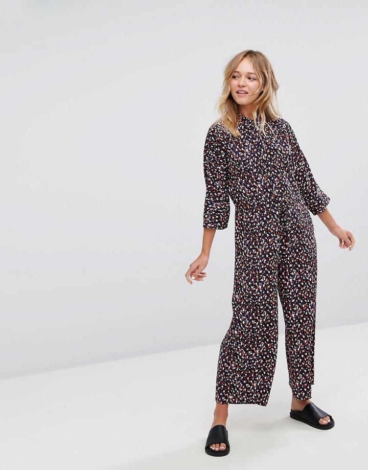 Monki Confetti Print Jumpsuit - Red