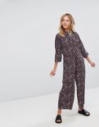 Monki Confetti Print Jumpsuit - Red