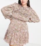 Reclaimed Vintage Inspired Plus Mini Tea Dress In Floral Print-multi