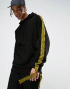 Granted Oversized Hoodie In Black With Taping - Black