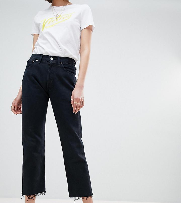 Reclaimed Vintage Revived Levi Jeans In Black With Raw Hem - Blue