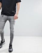 Religion Super Tapered Fit Jeans With Panels - Gray