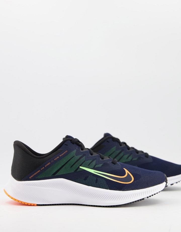 Nike Running Quest 3 Sneakers In Black And Volt